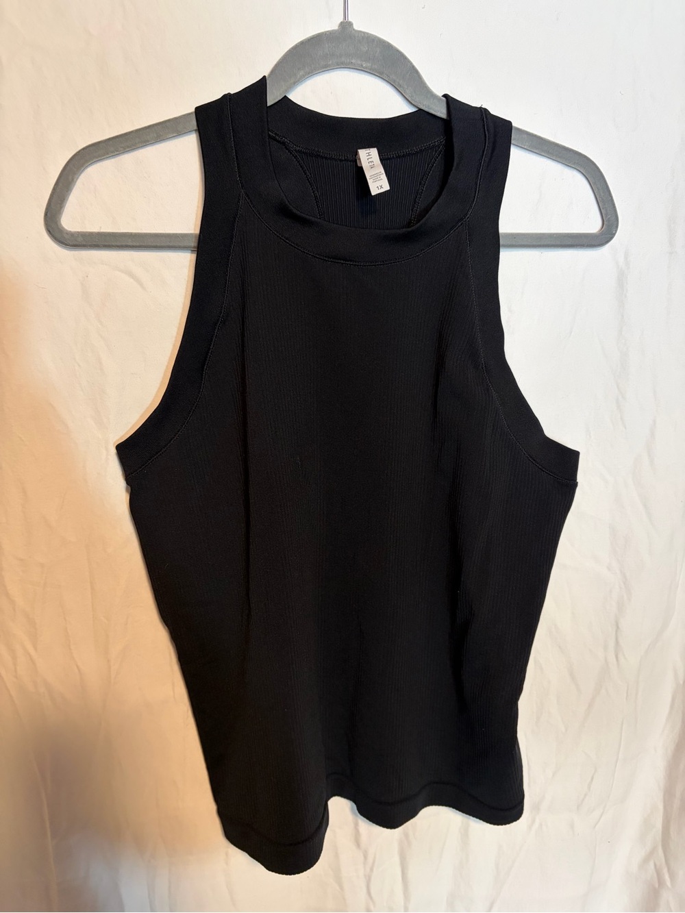 Athleta Black Ribbed Razor Back Tank Top